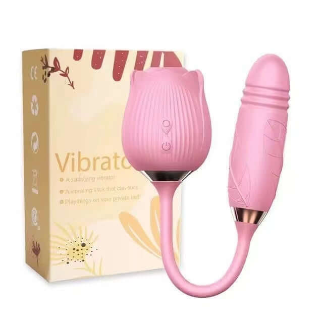 Rose Vibrator 2 in 1 Rose Toy With A Thrusting Dildo