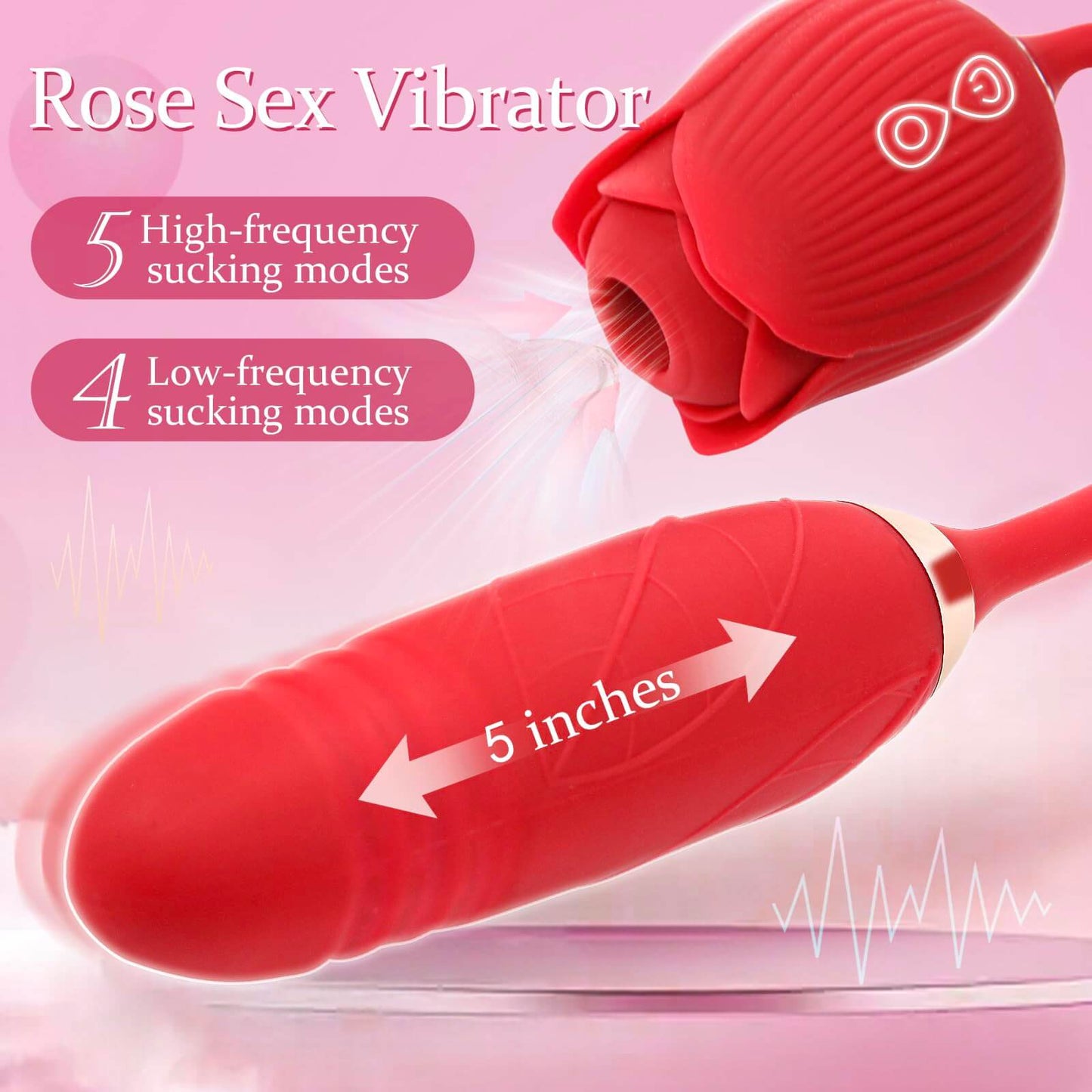 Rose Vibrator 2 in 1 Rose Toy With A Thrusting Dildo