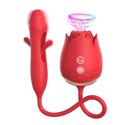 3-in-1 Telescopic Slap Suck Rose Vibrator