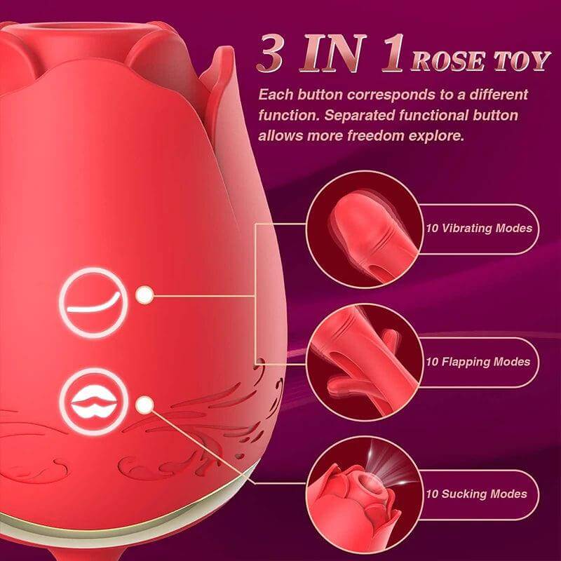 3-in-1 Telescopic Slap Suck Rose Vibrator